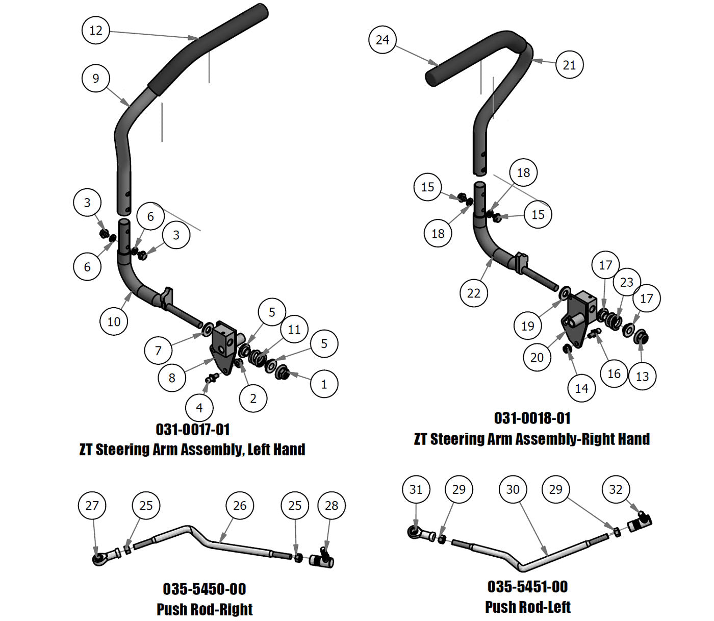 Steering Arms Assemblies, Push Rods