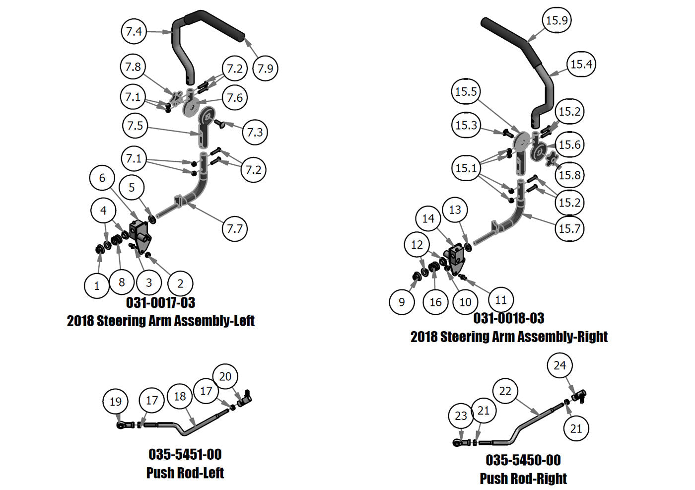 Steering Arms Assembly, Push Rod Assembly