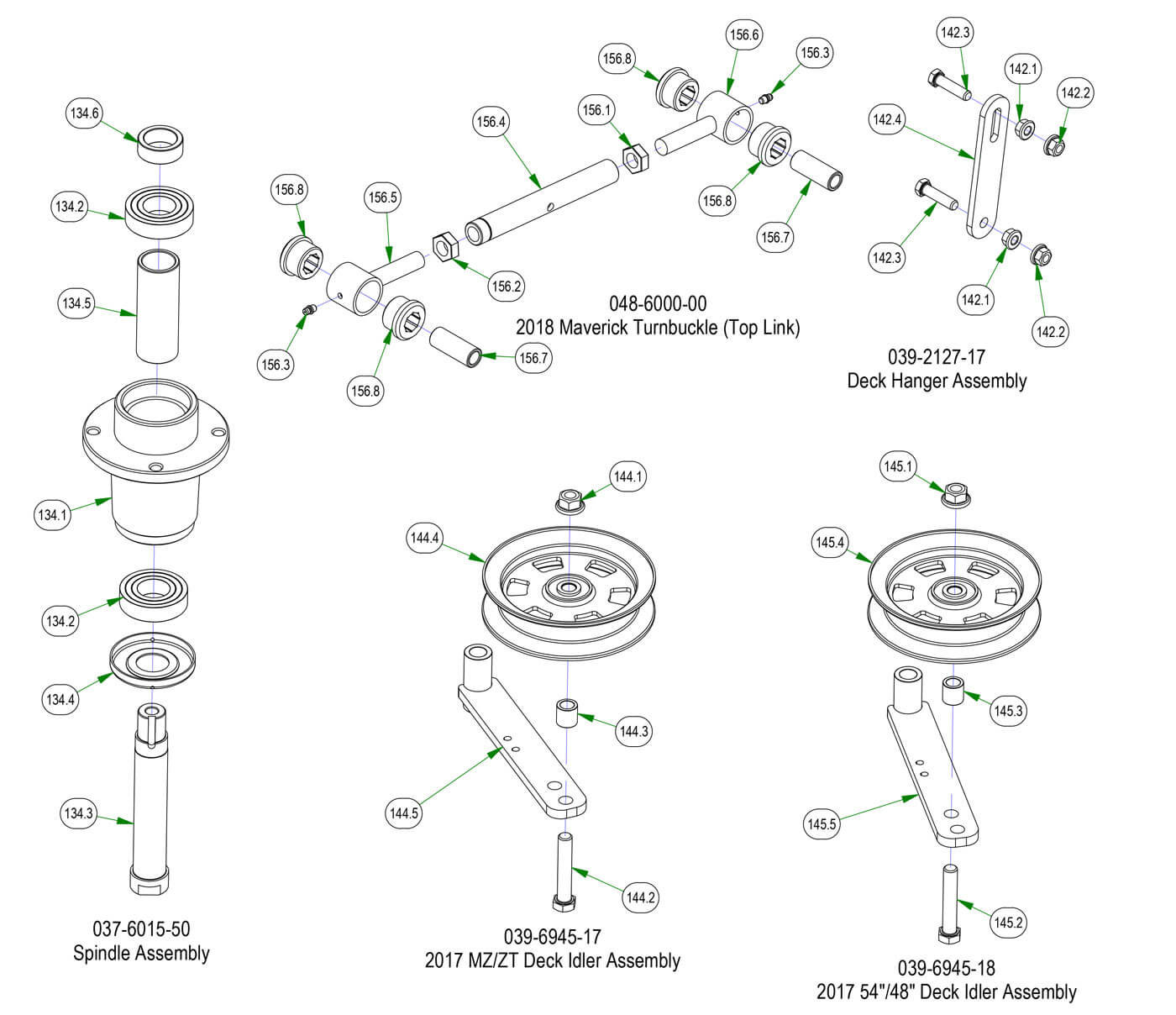 Deck Sub Assemblies - Spindle, Deck Hanger, etc