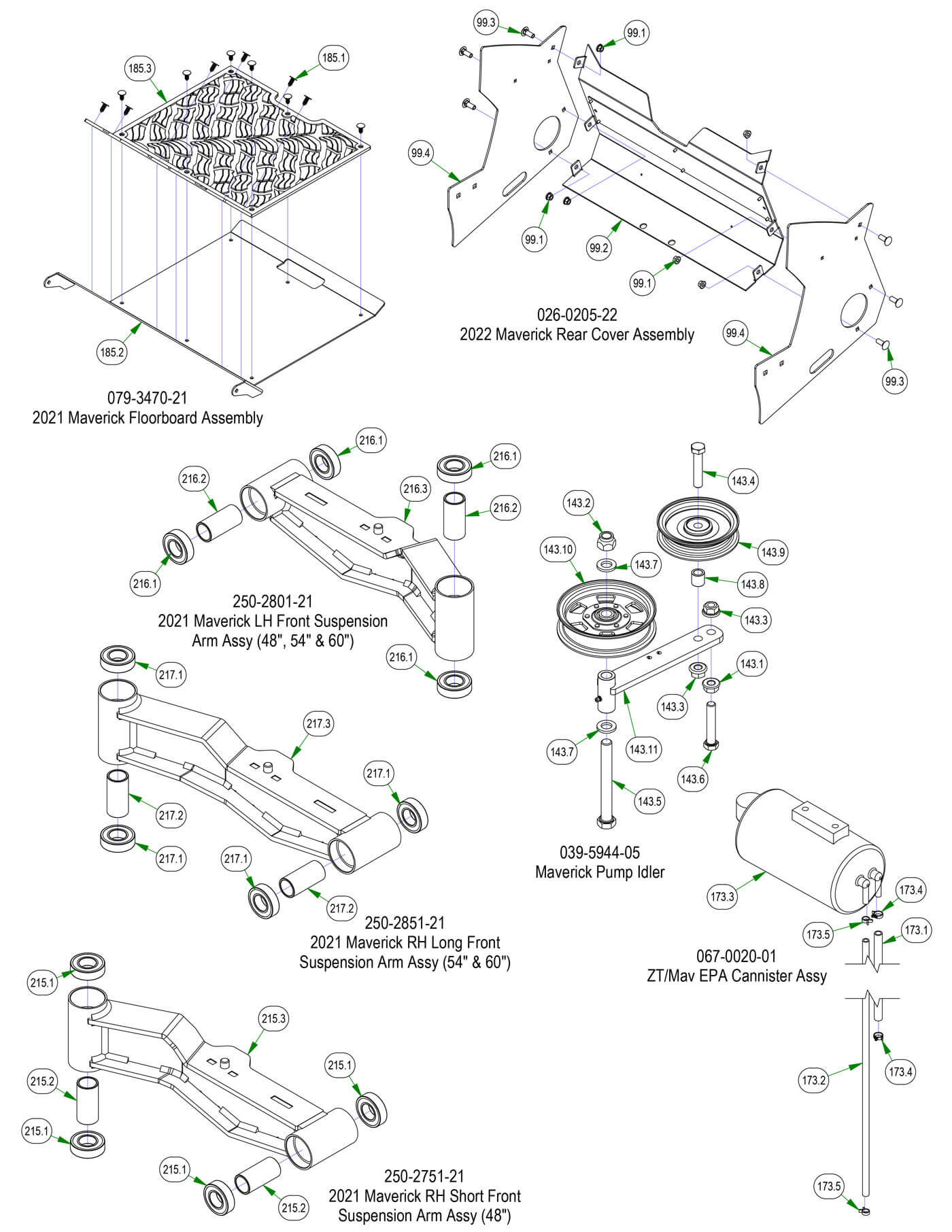 Frame Sub Assemblies - Rear Cover, Floorboard, etc