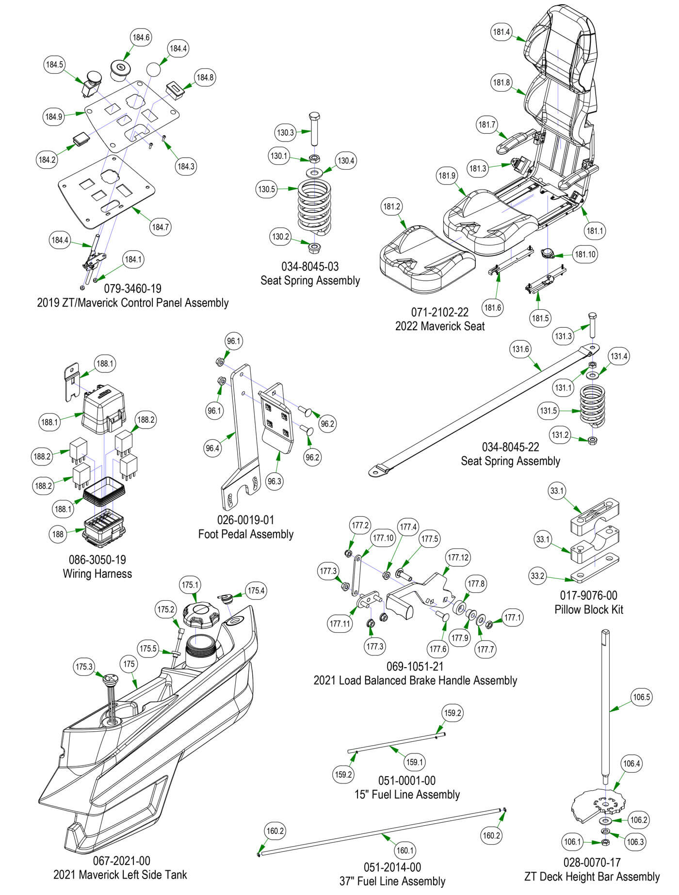 Frame Sub Assemblies - Seat, Control Panel, etc