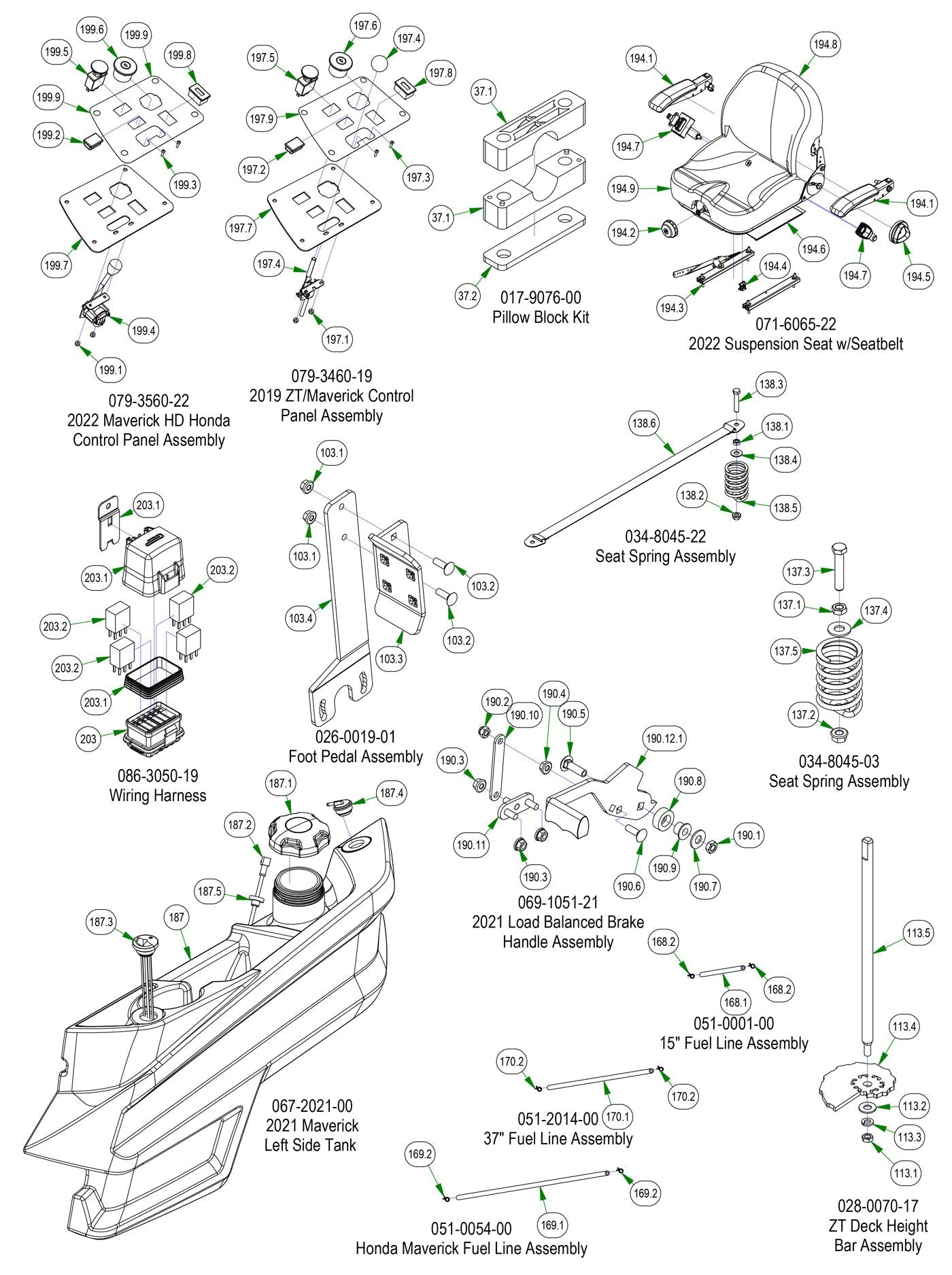 Frame Sub Assemblies - Seat, Control Panel, etc