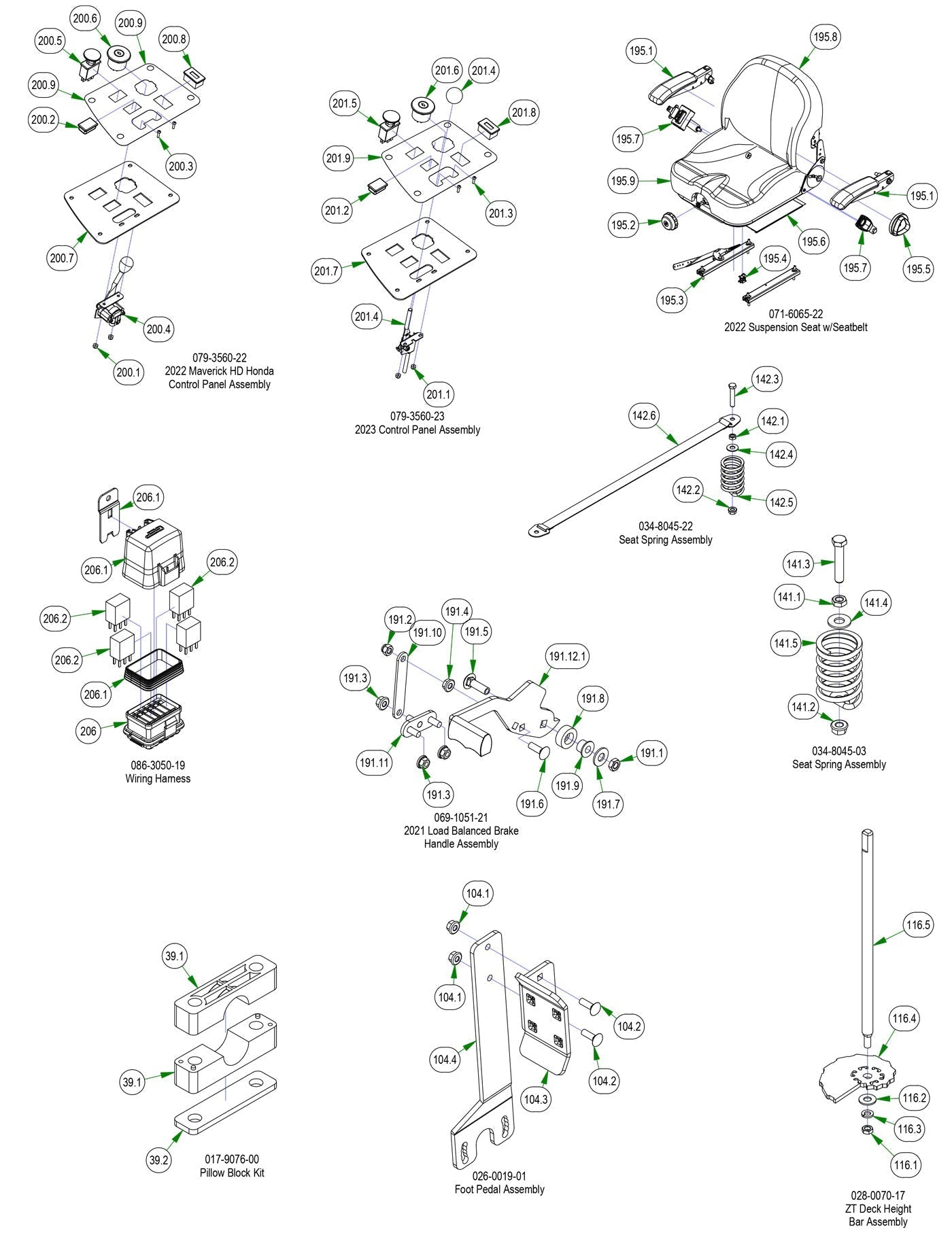 Frame Subassemblies - Seat, Control Panel, etc