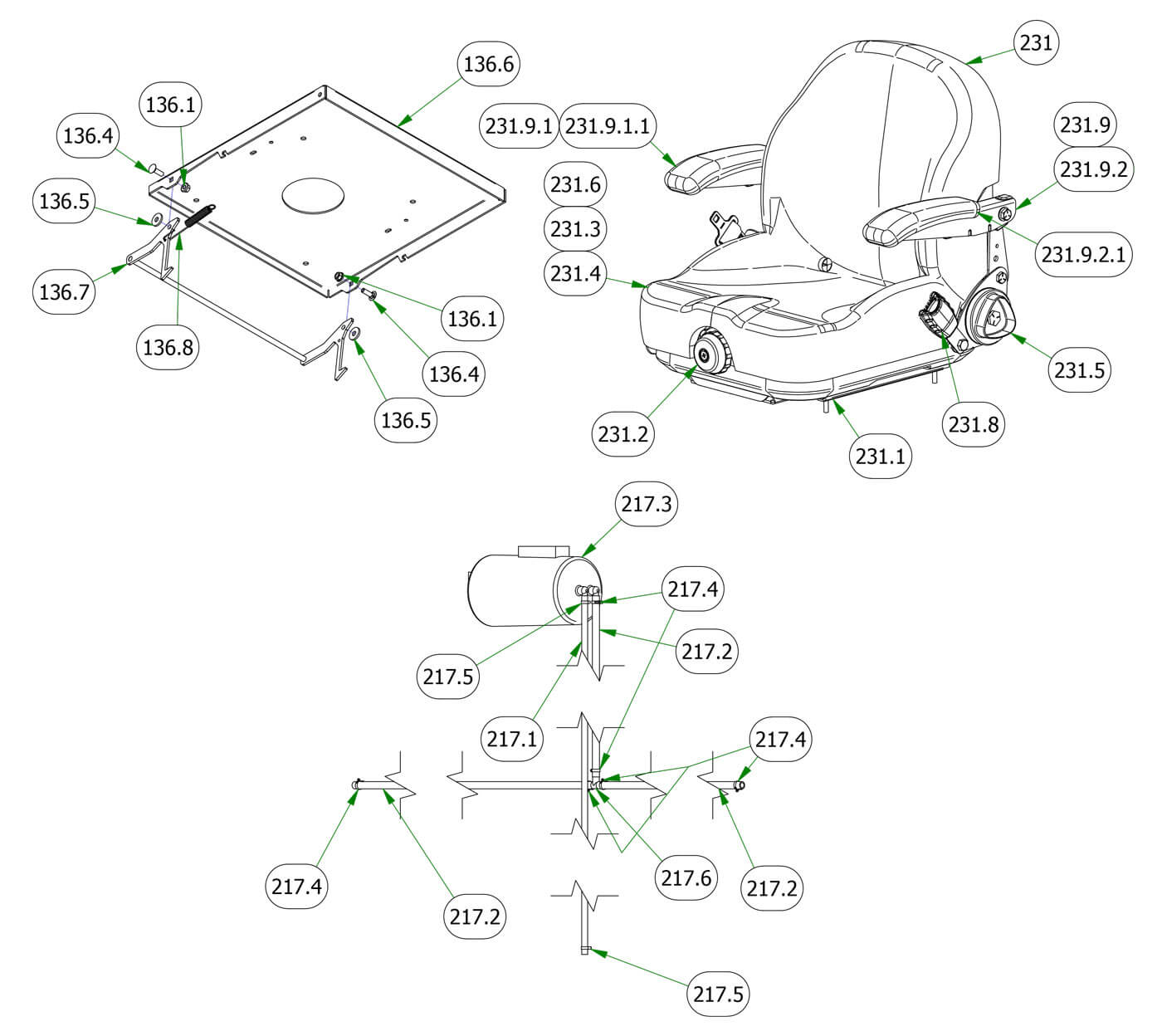 Seat & Brake Subassemblies