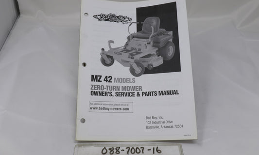 2016 MZ 42" Owner's Manual