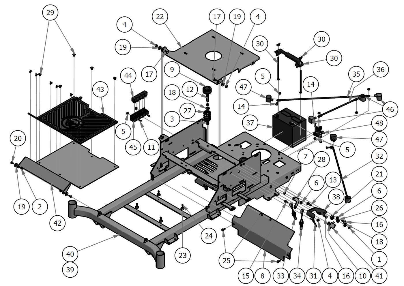 Battery, Seat & Cover Assembly