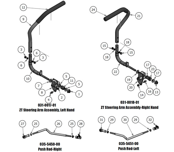 Steering Arms Assemblies, Push Rods