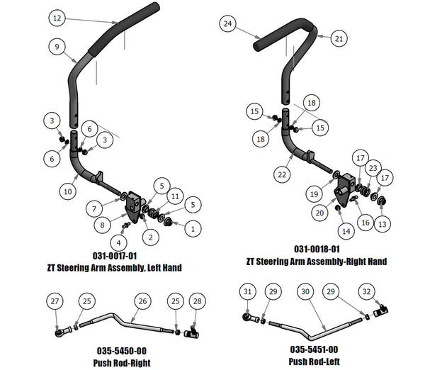 Steering Arms Assemblies, Push Rods