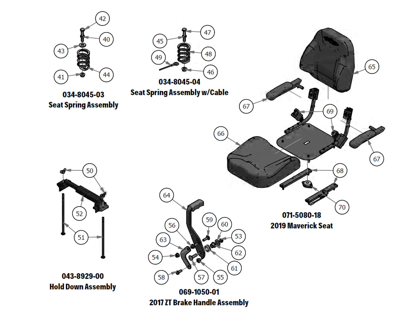 Seat Spring, Hold Down, Brake Handle, Seat Assembly