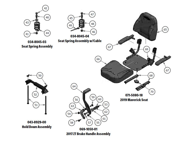 Seat Spring, Hold Down, Brake Handle, Seat Assembly