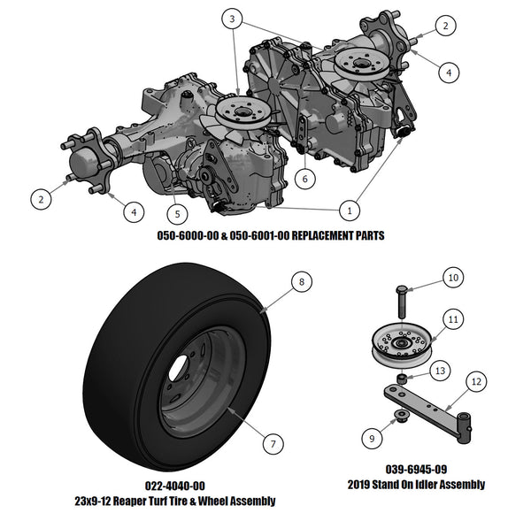 Transaxle Replacement Parts, Tire & Wheel Assembly, Stand On Idler