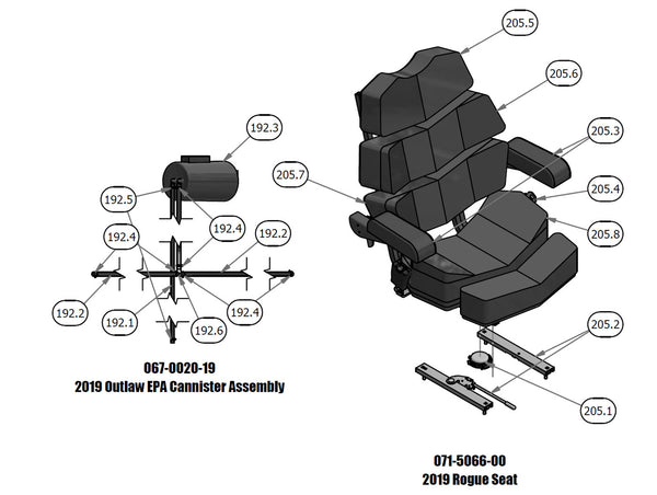 Seat Sub Assembly, EPA Cannister Assembly