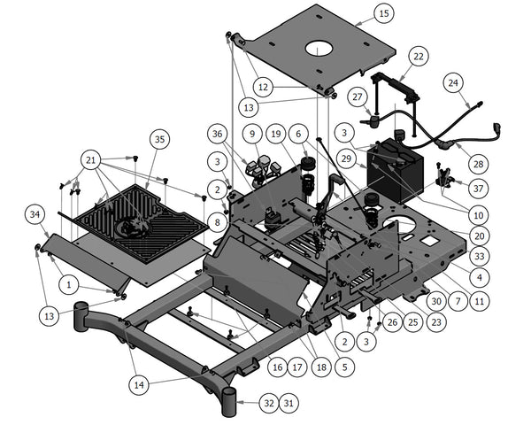Battery, Seat Pan, Cover Assembly