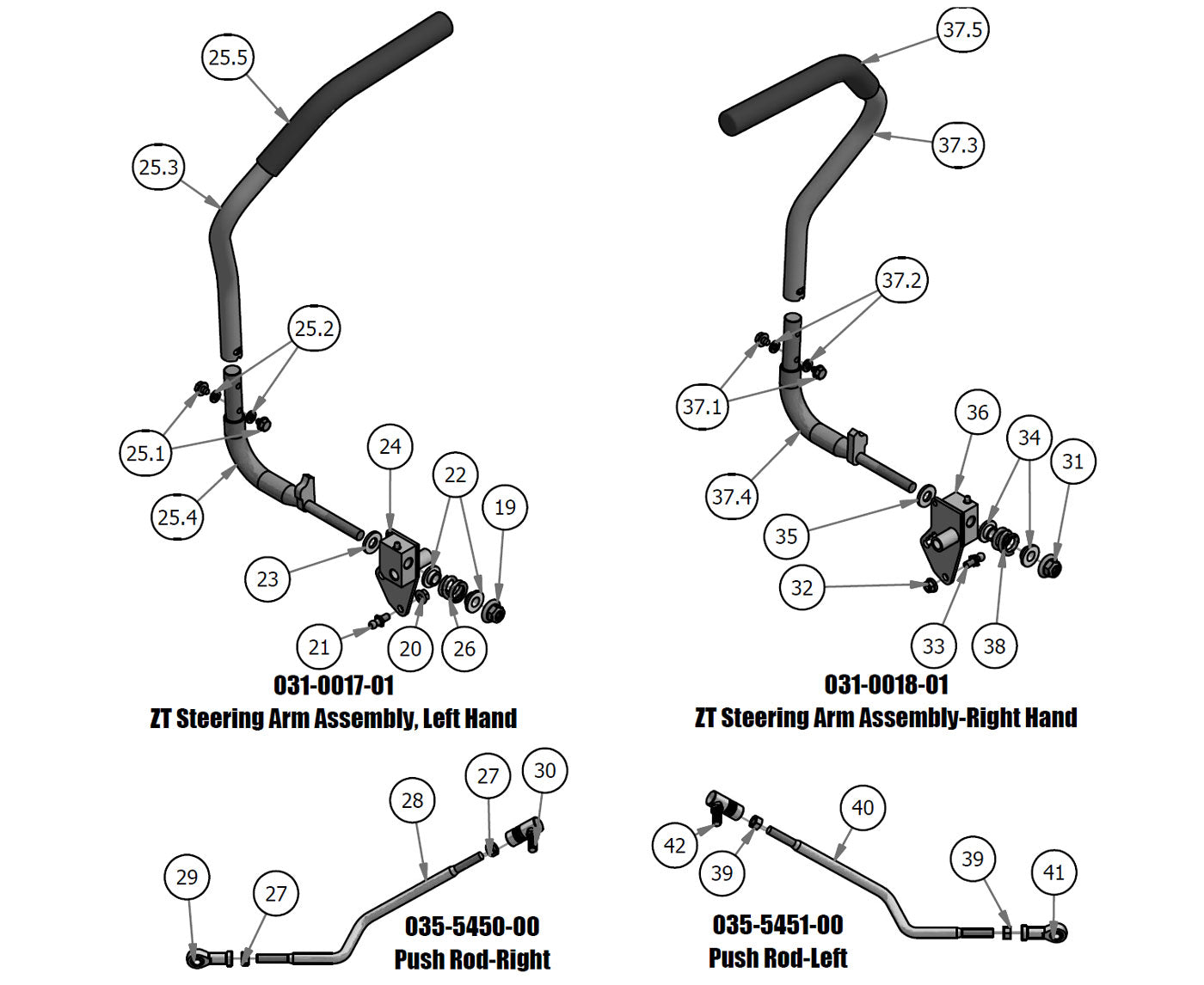 Steering Arm Subassemblies, Push Rods