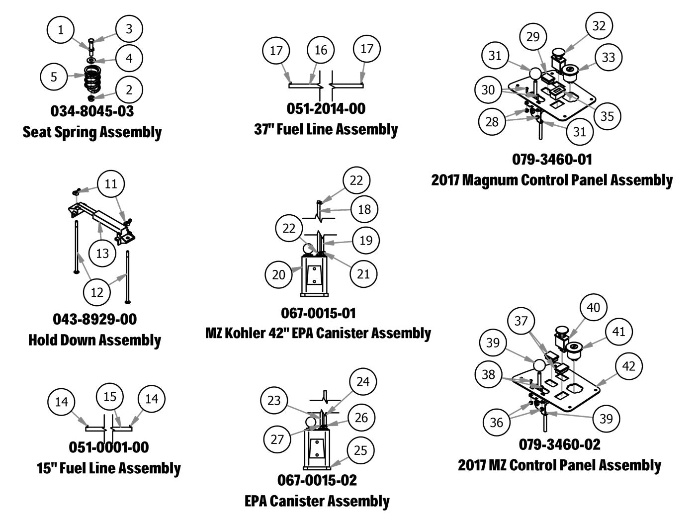 Seat Spring, Hold Down, Fuel Line, EPA Canister, Control Panel