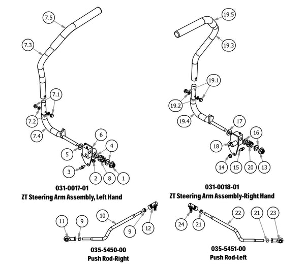Steering Arm Sub Assemblies, Push Rods