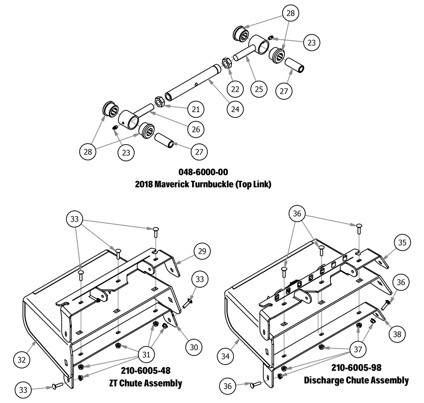 Turnbuckle, Chute Assembly, Discharge Chute Assembly