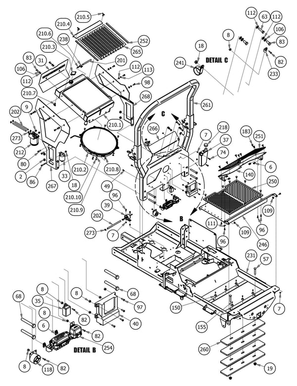 Floorboard, ROPS, Radiator