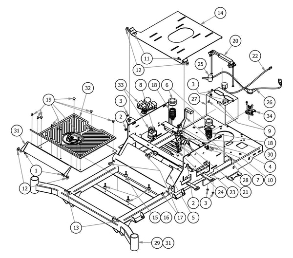 Battery, Seat Pan, Cover Assembly