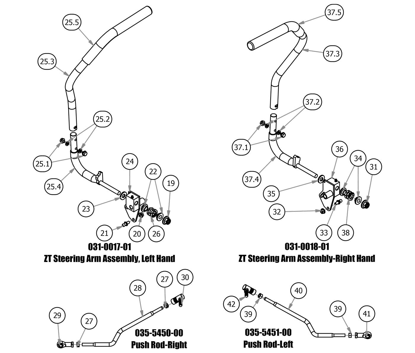 Steering Arm Sub Assemblies, Push Rods