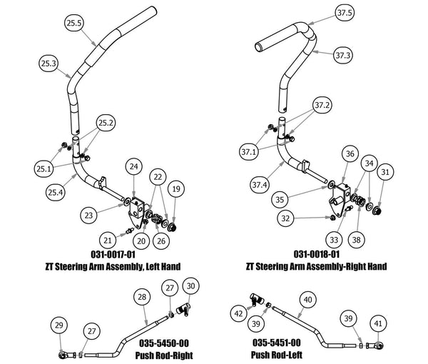 Steering Arm Sub Assemblies, Push Rods