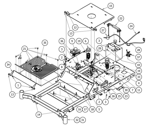Battery, Seat Pan, & Cover Assembly