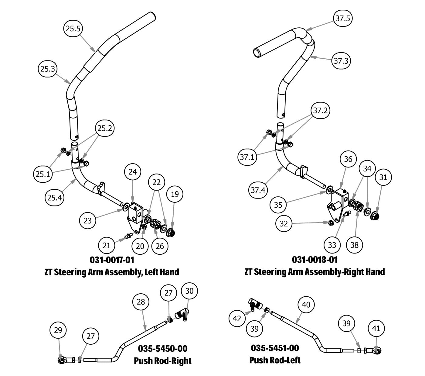 Steering Arm Sub Assemblies, Push Rods