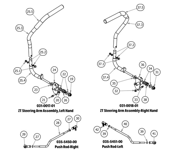Steering Arm Sub Assemblies, Push Rods