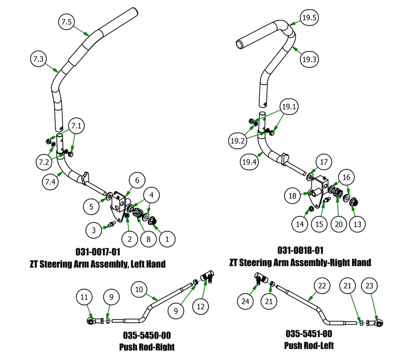 Steering Arm Assembly, Push Rods