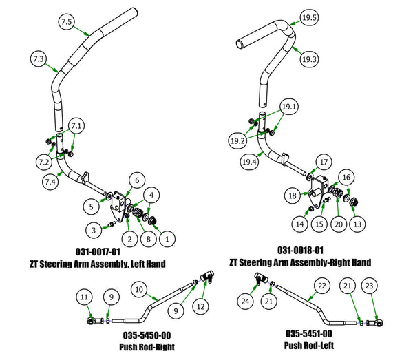 Steering Arm Assembly, Push Rods