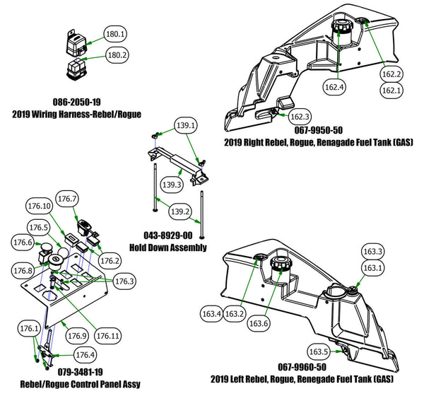 Wiring Harness, Control Panel, Hold Down, Fuel Tank