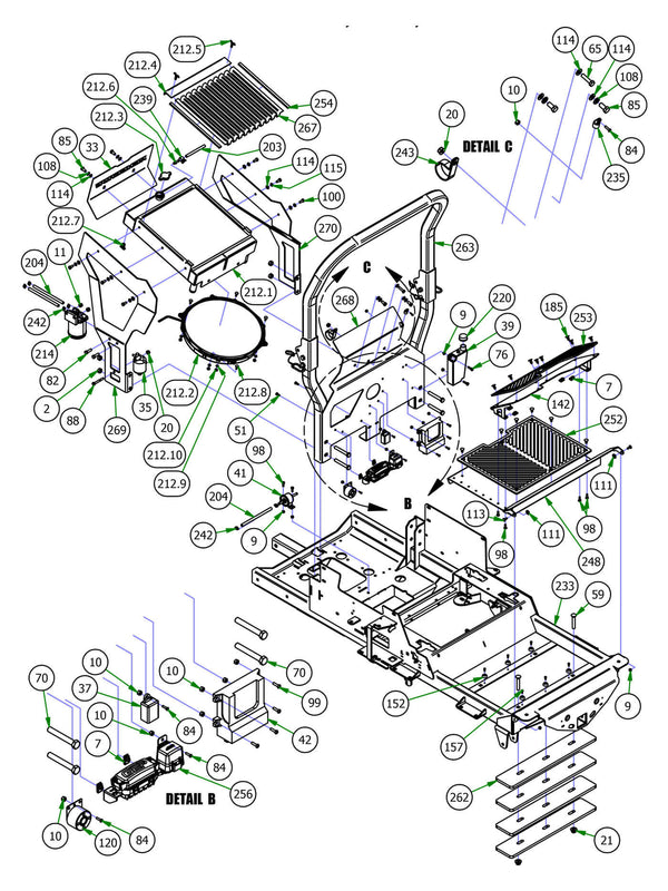 Floorboard, ROPS, & Radiator