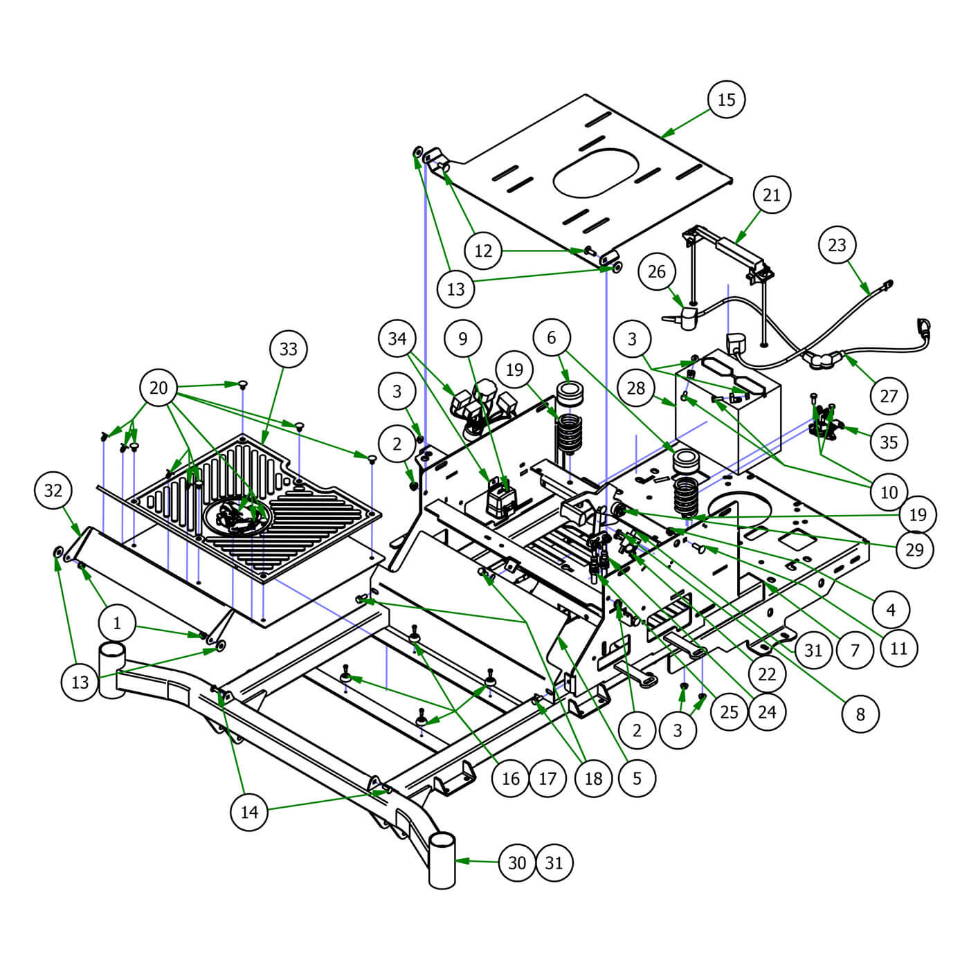 Battery, Seat Pan, Cover