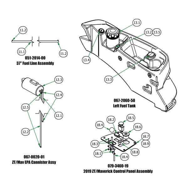 Fuel Line, Fuel Tank, EPA Cannister, Control Panel
