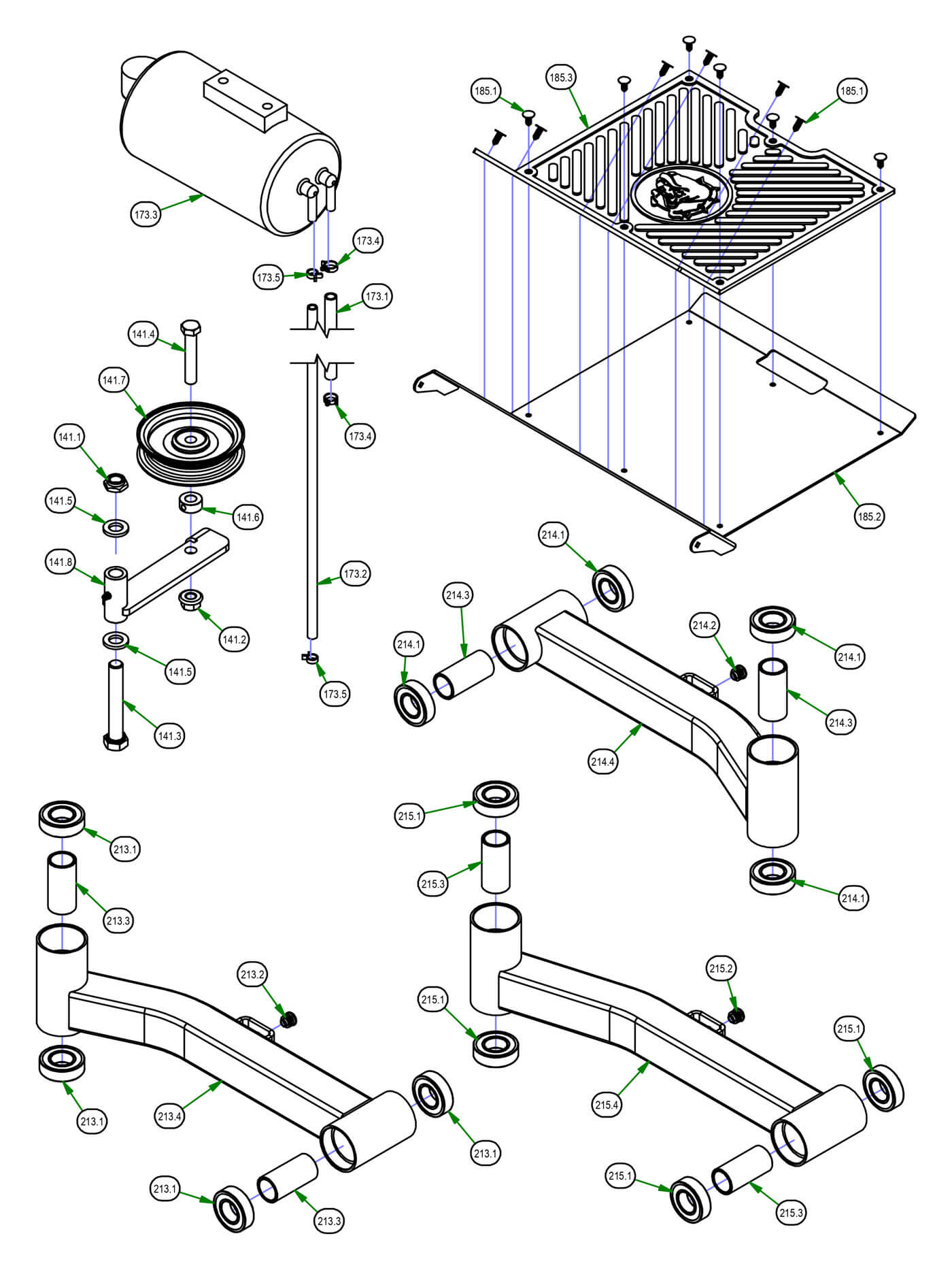 Pump Idler, Floorboard, Suspension Arms