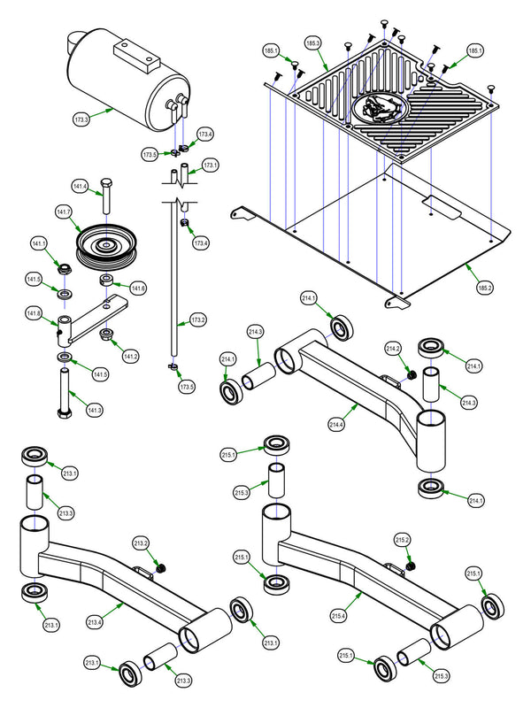 Pump Idler, Floorboard, Suspension Arms