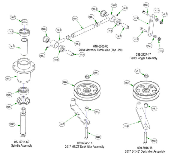 Deck Sub Assemblies - Spindle, Deck Hanger, etc