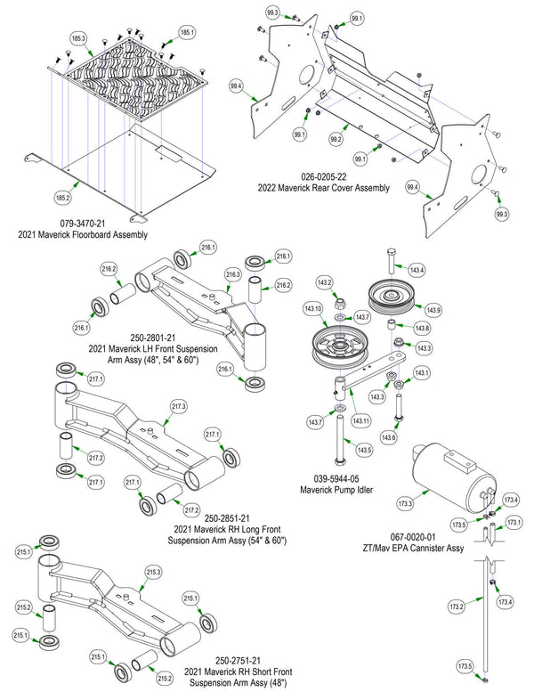 Frame Sub Assemblies - Rear Cover, Floorboard, etc