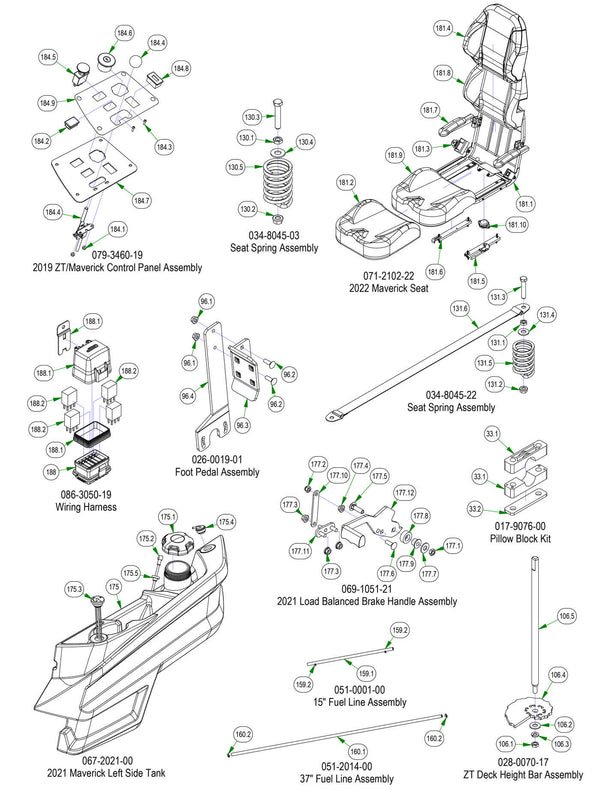 Frame Sub Assemblies - Seat, Control Panel, etc