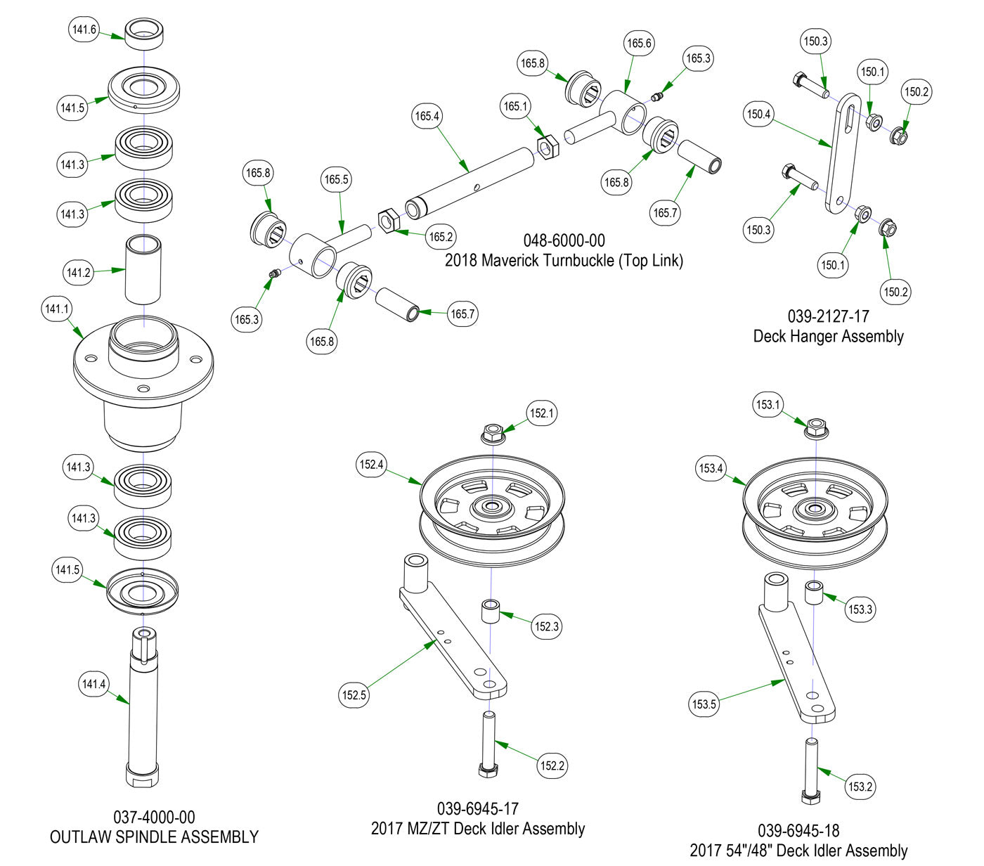 Deck Sub Assemblies - Spindle, Deck Hanger, etc