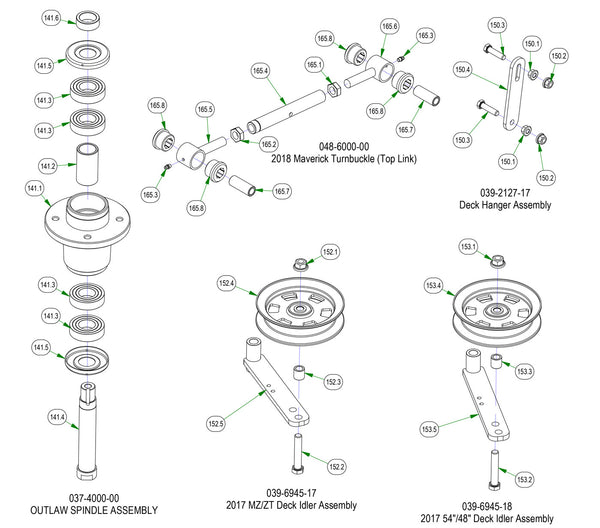 Deck Sub Assemblies - Spindle, Deck Hanger, etc