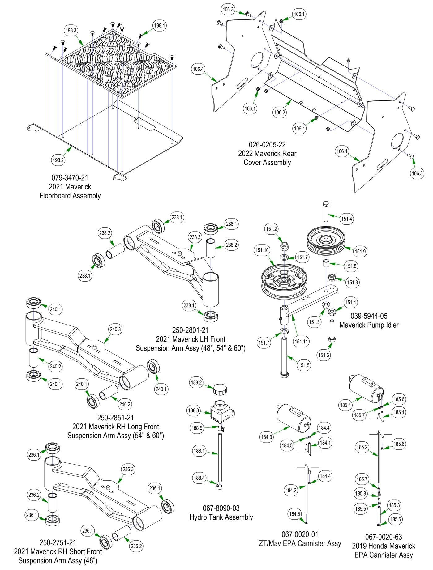 Frame Sub Assemblies - Rear Cover, Floorboard, etc