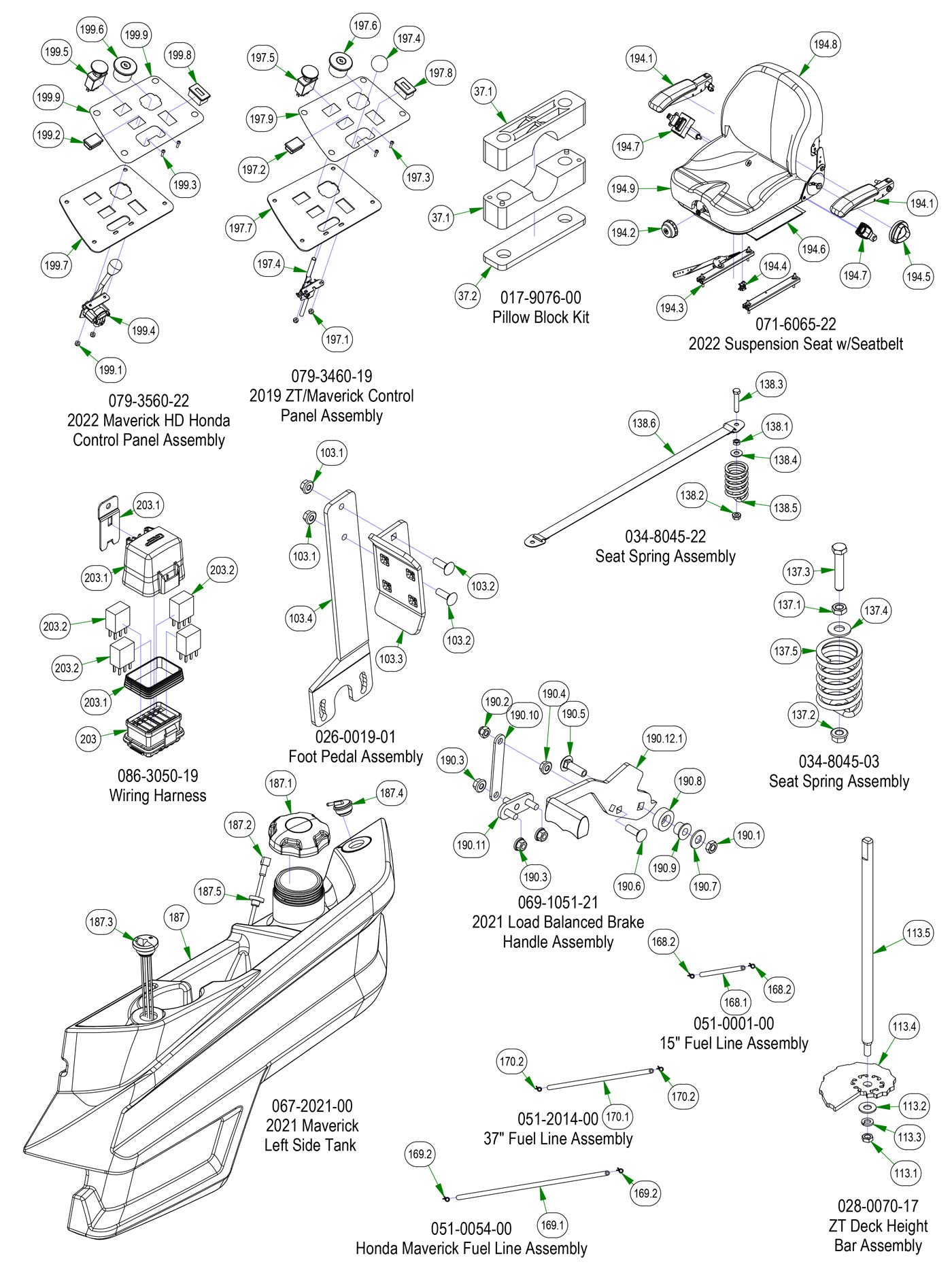 Frame Sub Assemblies - Seat, Control Panel, etc