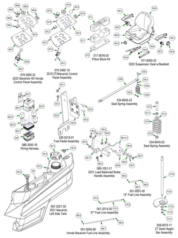 Frame Sub Assemblies - Seat, Control Panel, etc