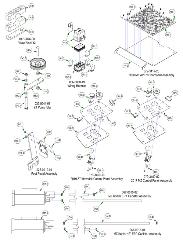 Frame Sub Assemblies - Control Panel, Floorboard, etc