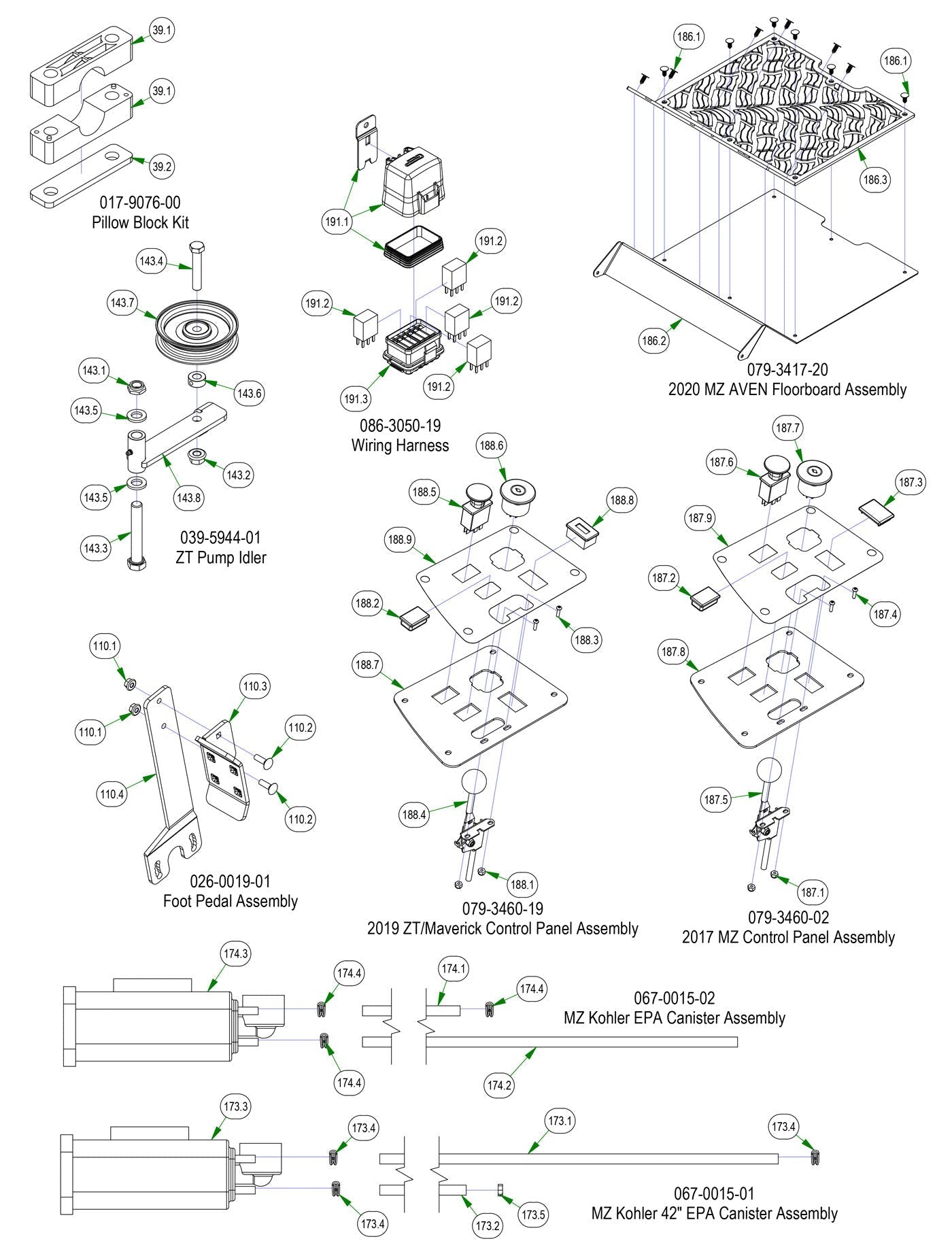 Frame Sub Assemblies - Control Panel, Floorboard, etc