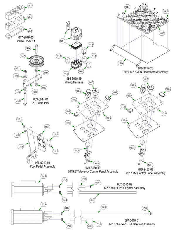 Frame Sub Assemblies - Control Panel, Floorboard, etc