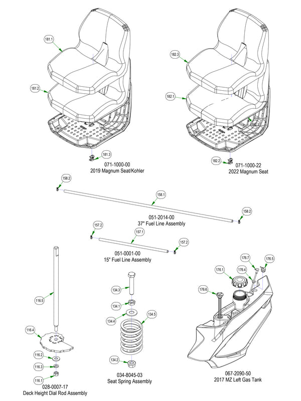 Frame Sub Assemblies - Seat, Fuel Line, etc