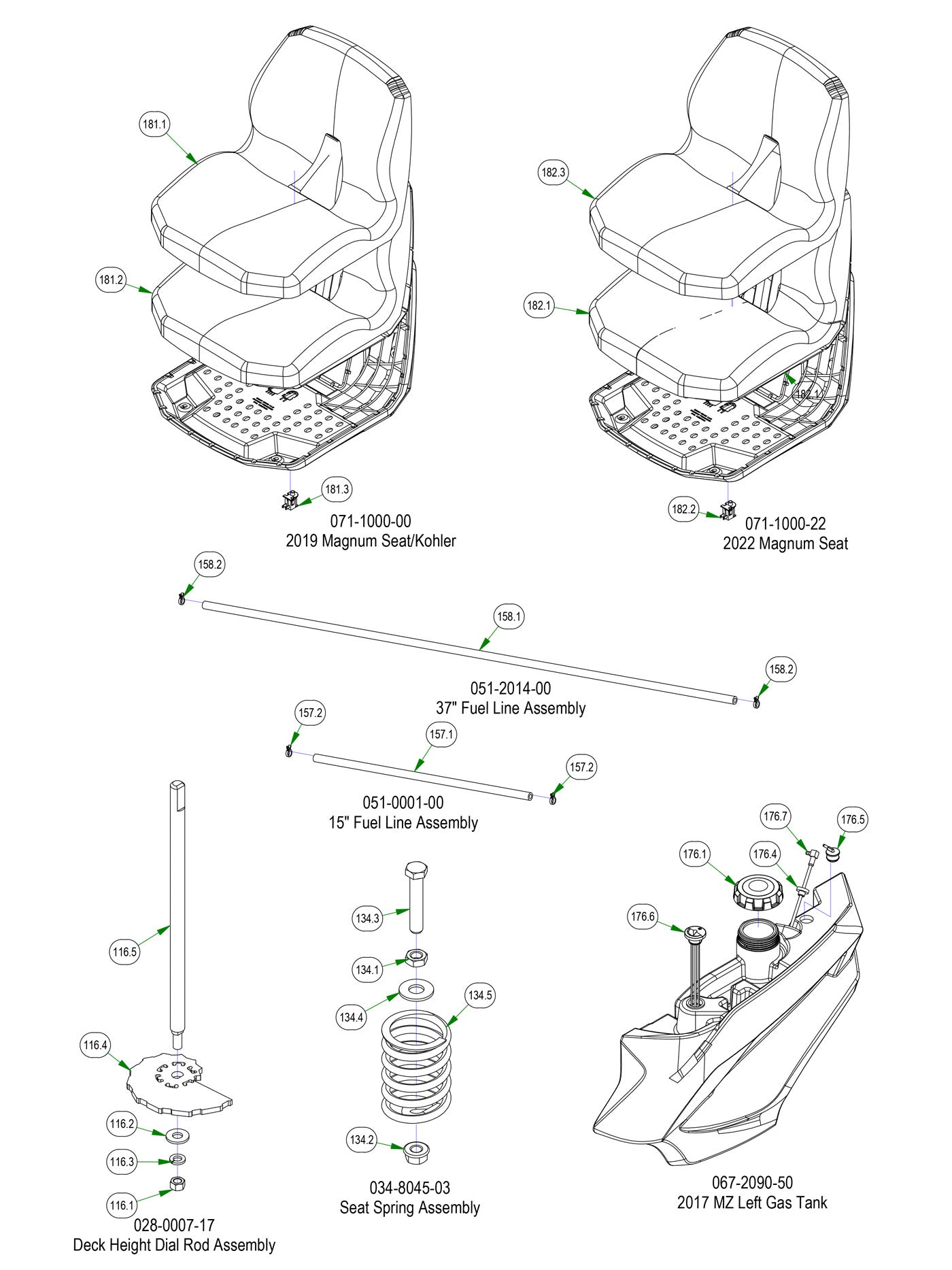 Frame Sub Assemblies - Seat, Fuel Line, etc