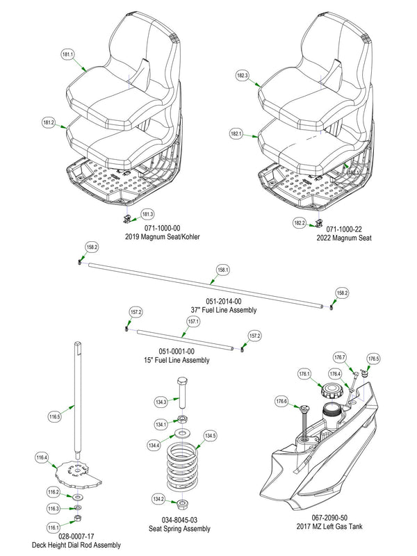 Frame Sub Assemblies - Seat, Fuel Line, etc